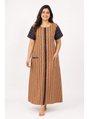 Women’s Front Full Open Cotton Nighty - Peach