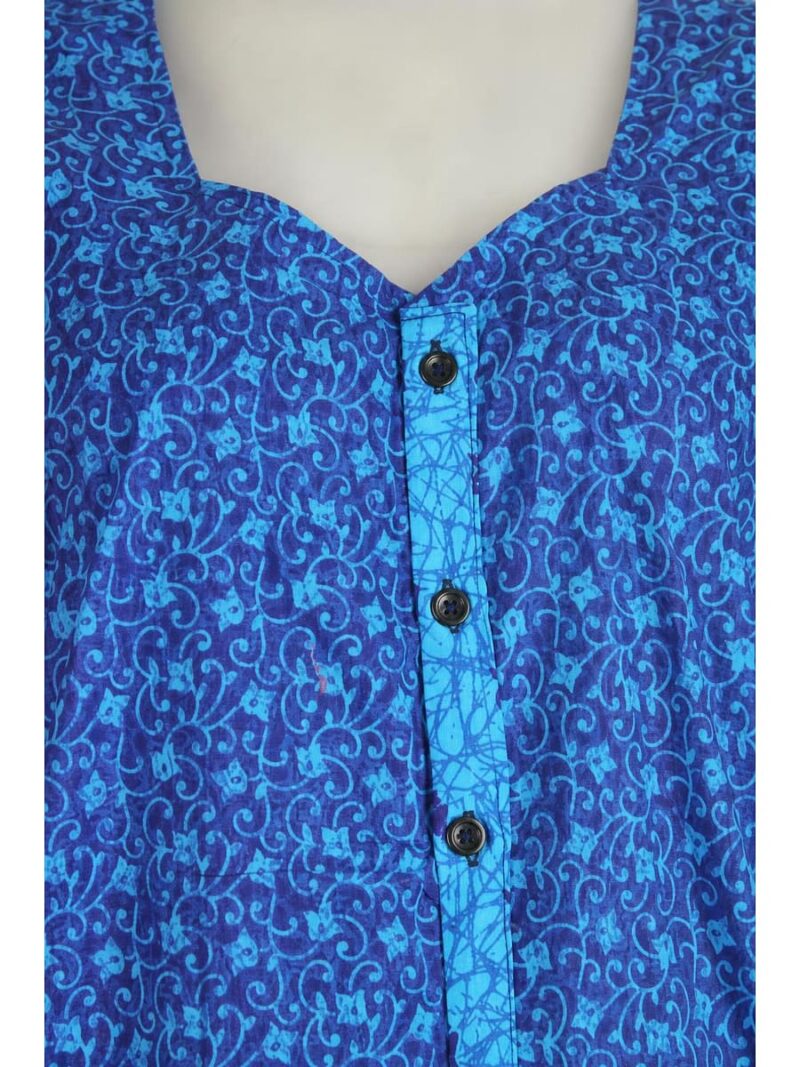 Women’s Front Full Open Cotton Nighty - Royal Blue