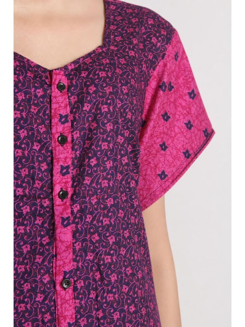 Women’s Front Full Open Cotton Nighty - Purple