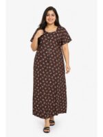 Women’s Front Full Open Cotton Nighty - Brown