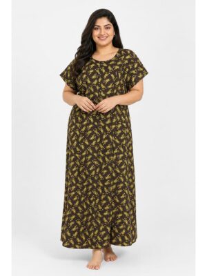 Women’s Front Full Open Cotton Nighty - Coffee