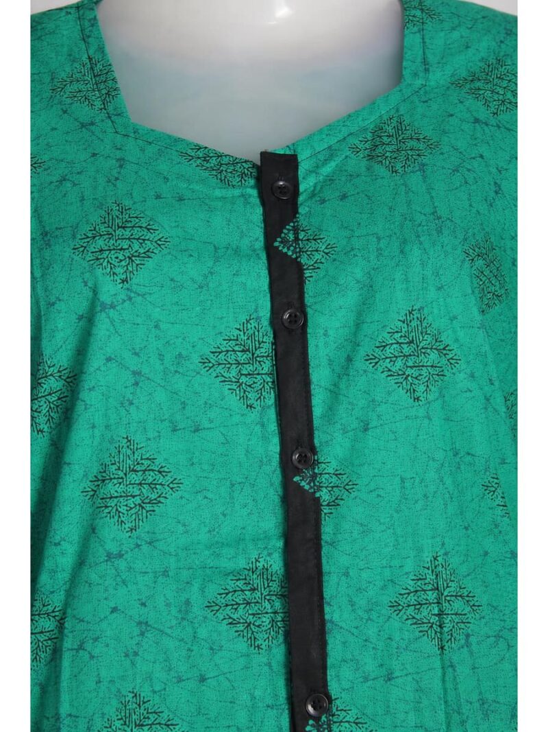Women’s Front Full Open Cotton Nighty - Green