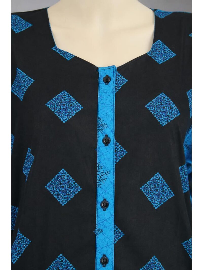 Women’s Front Full Open Cotton Nighty - Black