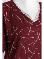 Women's Cotton Printed Frock Nighty – Maroon