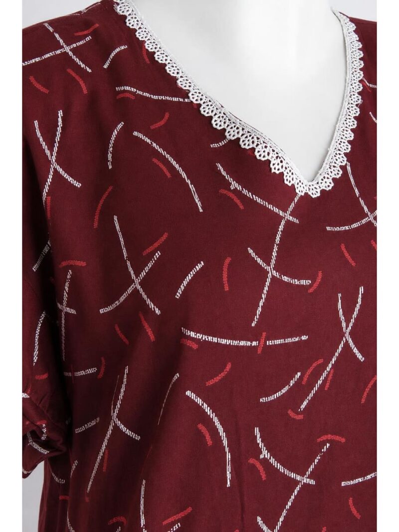 Women's Cotton Printed Frock Nighty – Maroon