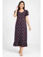 Women's Cotton Frock Nighty - Purple