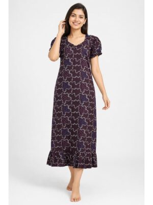 Women's Cotton Frock Nighty - Purple