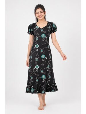 Women's Cotton Frock Nighty - Coffee