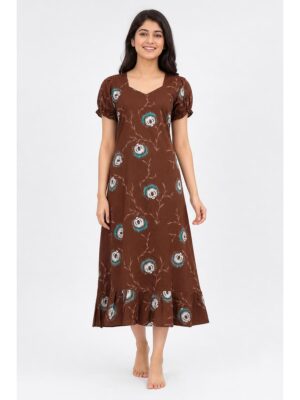 Women's Cotton Frock Nighty - Clay