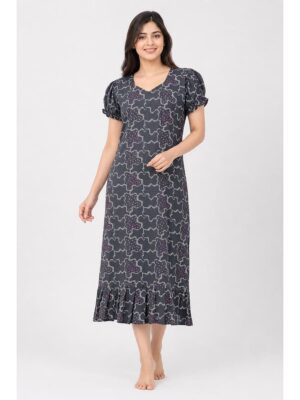 Women's Cotton Frock Nighty - Grey