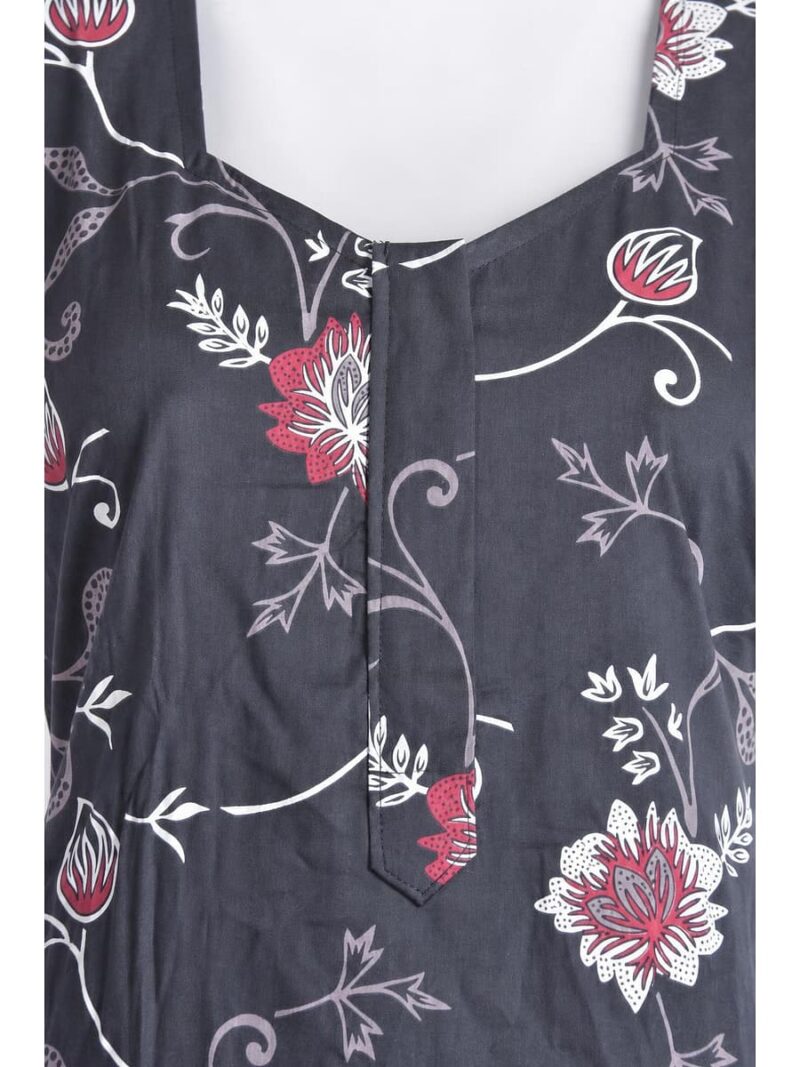 Women's Cotton Zip Frock Nighty - Grey