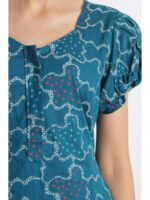 W-NY-517-24-TL-M_detail Women's Cotton Zip Frock Nighty - Teal
