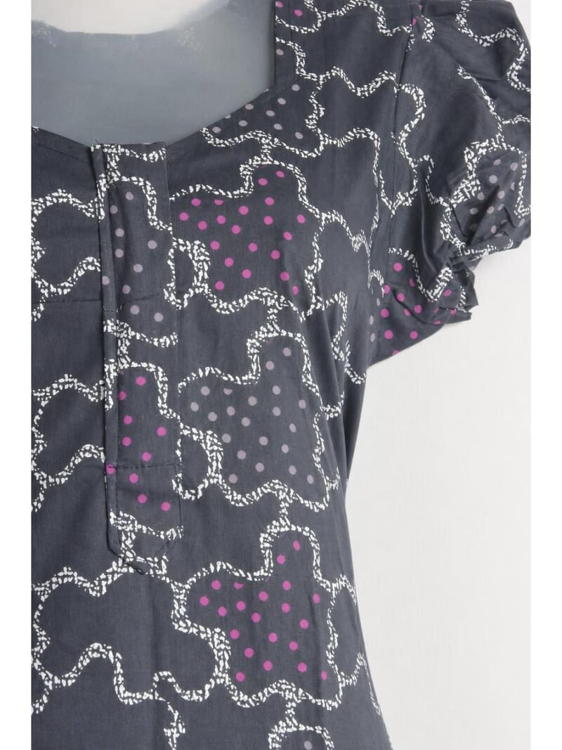 Women's Cotton Zip Frock Nighty - Grey