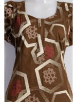 Women's Cotton Zip Frock Nighty - Brown