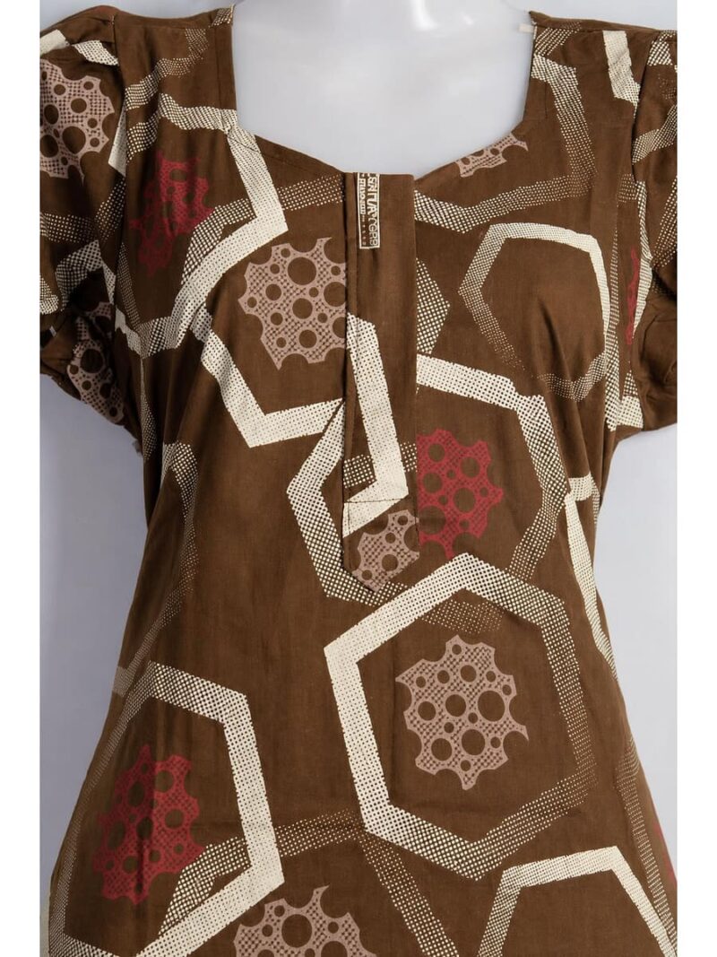 Women's Cotton Zip Frock Nighty - Brown