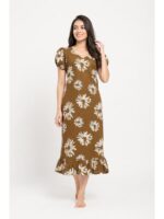 Women's Cotton Frock Nighty - Brown