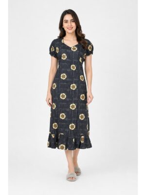 Women's Cotton Frock Nighty - Grey