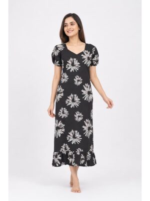 Women's Cotton Frock Nighty - Coffee