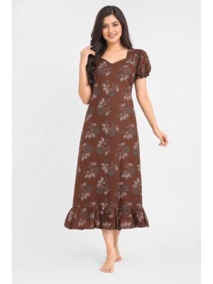 Women's Cotton Frock Nighty - Clay