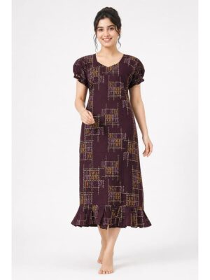 Women's Cotton Frock Nighty - Purple
