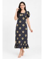 Women's Cotton Zip Frock Nighty - Grey