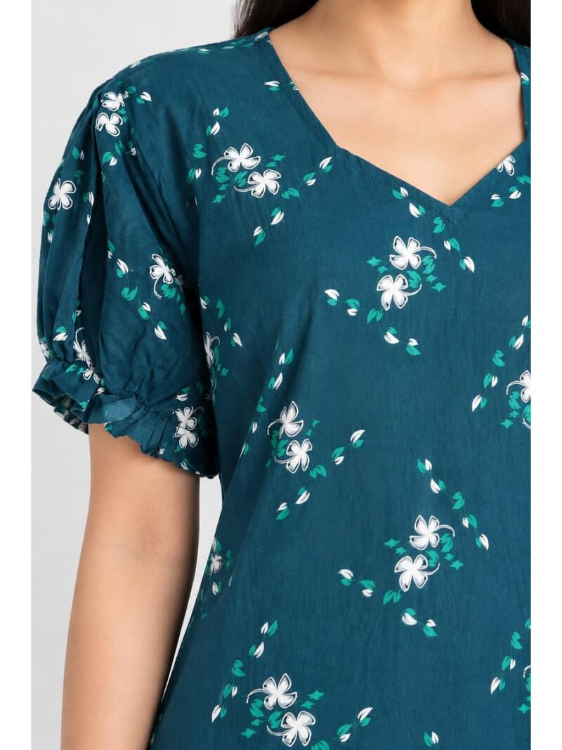 Women's Plus Size Cotton Frock Nighty - Teal