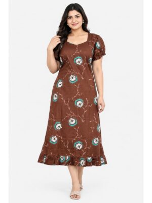 Women's Plus Size Cotton Frock Nighty - Clay