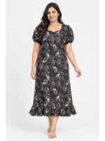 W-NY-520-08-CF-3XL_front Women's Plus Size Cotton Frock Nighty - Coffee