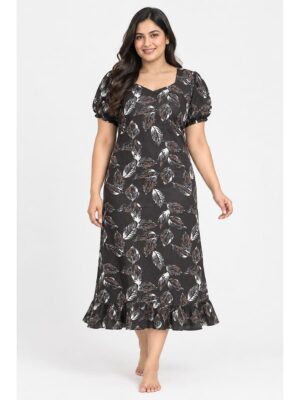 Women's Plus Size Cotton Frock Nighty - Coffee
