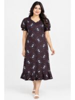 Women's Plus Size Cotton Frock Nighty - Purple