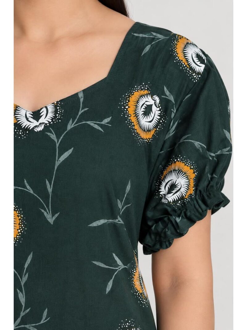 Women's Plus Size Cotton Frock Nighty - Green