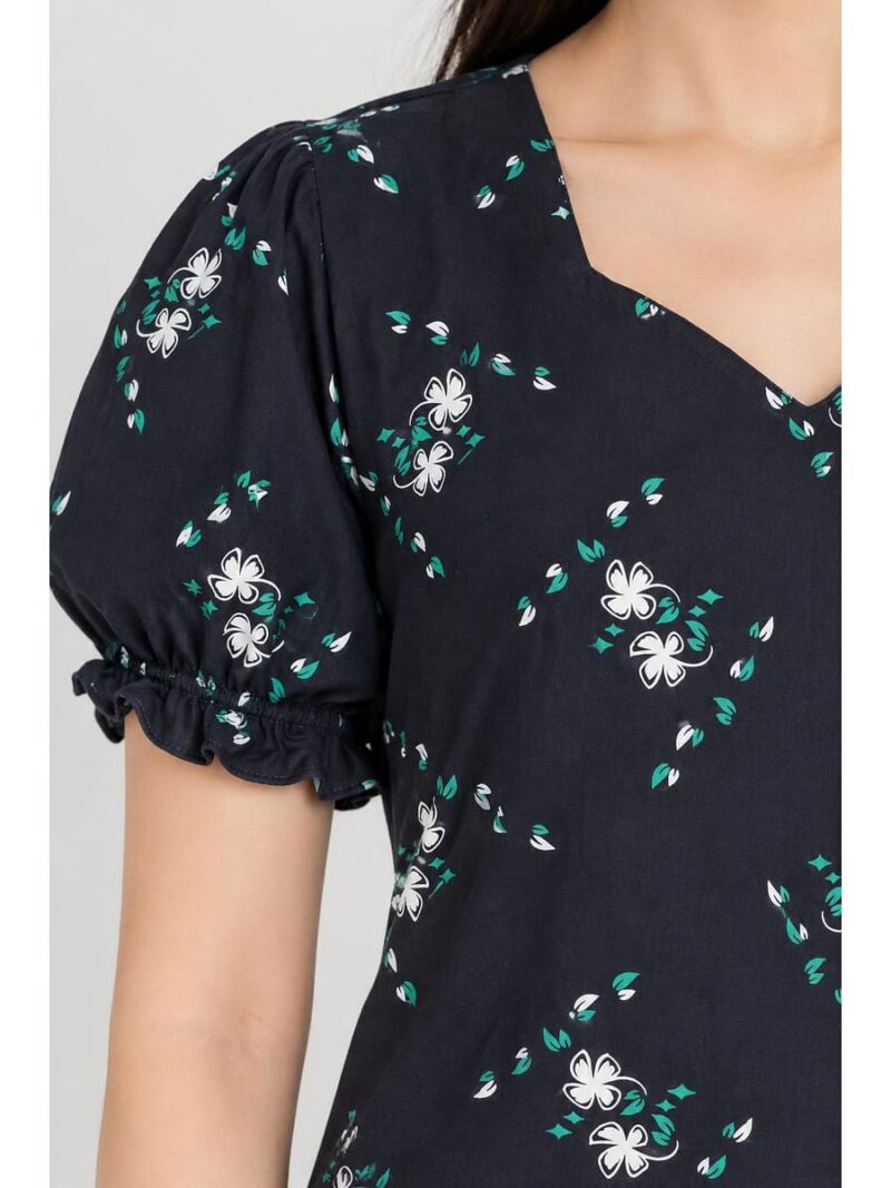 Women's Plus Size Cotton Frock Nighty - Navy Blue