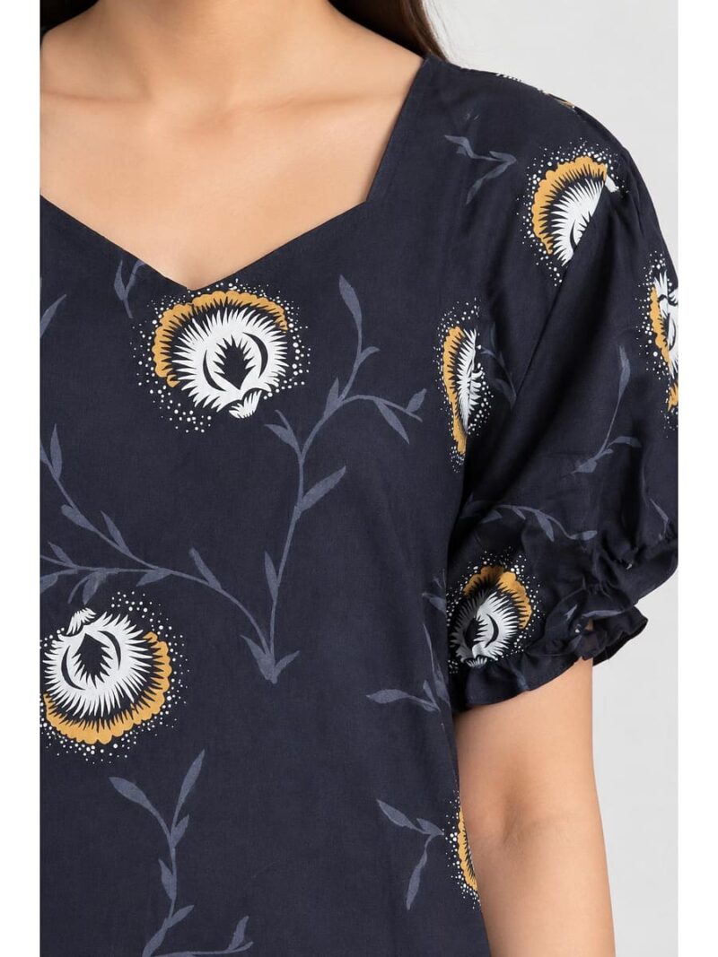 Women's Plus Size Cotton Frock Nighty - Navy Blue