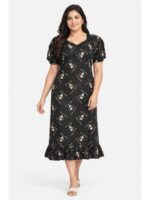 Women's Plus Size Cotton Frock Nighty - Coffee