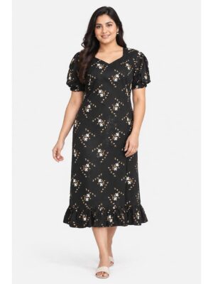 Women's Plus Size Cotton Frock Nighty - Coffee