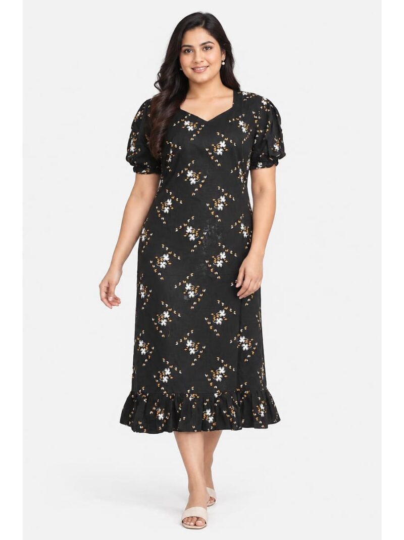 Women's Plus Size Cotton Frock Nighty - Coffee