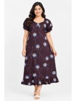 W-NY-520-17-PP-3XL_front Women's Cotton Plus-Size Frock Nighty with Zip - Purple