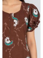 Women's Cotton Plus-Size Frock Nighty with Zip - Clay