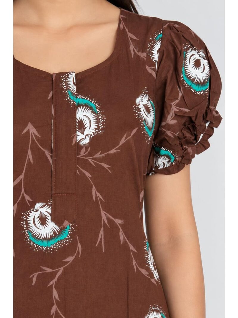 Women's Cotton Plus-Size Frock Nighty with Zip - Clay