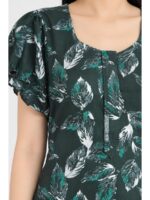 W-NY-520-20-GR-3XL-f_detail Women's Cotton Plus-Size Frock Nighty with Zip - Green