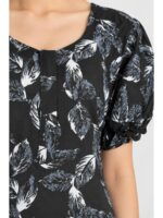 Women's Cotton Plus-Size Frock Nighty with Zip - Black