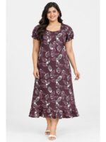 W-NY-520-22-PP-3XL-f_front Women's Cotton Plus-Size Frock Nighty with Zip - Purple