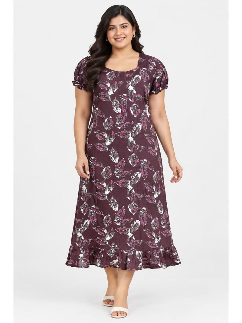 W-NY-520-22-PP-3XL-f_front Women's Cotton Plus-Size Frock Nighty with Zip - Purple