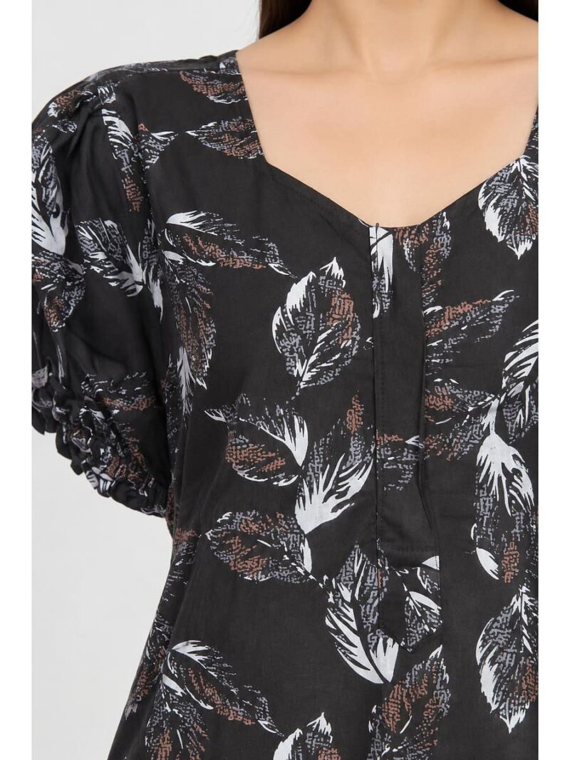 Women's Cotton Plus-Size Frock Nighty with Zip - Coffee