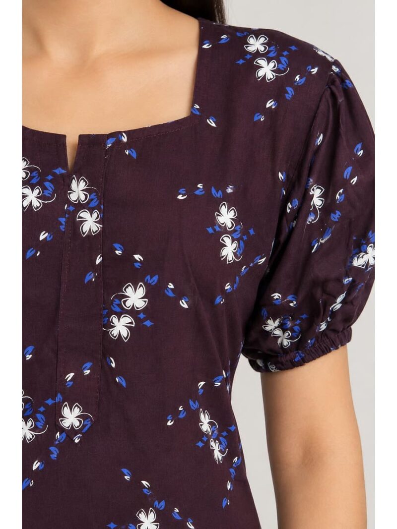 Women's Cotton Plus-Size Frock Nighty with Zip - Purple
