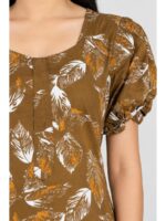 W-NY-520-28-BR-3XL_detail Women's Cotton Plus-Size Frock Nighty with Zip - Brown