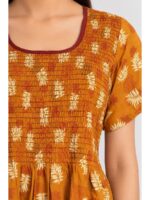 Women's Cotton Smocked Frock Nighty – Mustard Orange