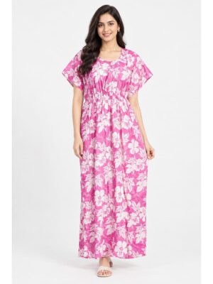 Women’s Cotton Kaftan Nighty – Pink