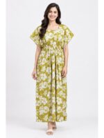 W-NY-524-04-OG-XL-f._front Women’s Cotton Kaftan Nighty – Olive Green