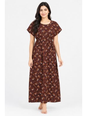 Women’s Cotton Kaftan Nighty – Maroon